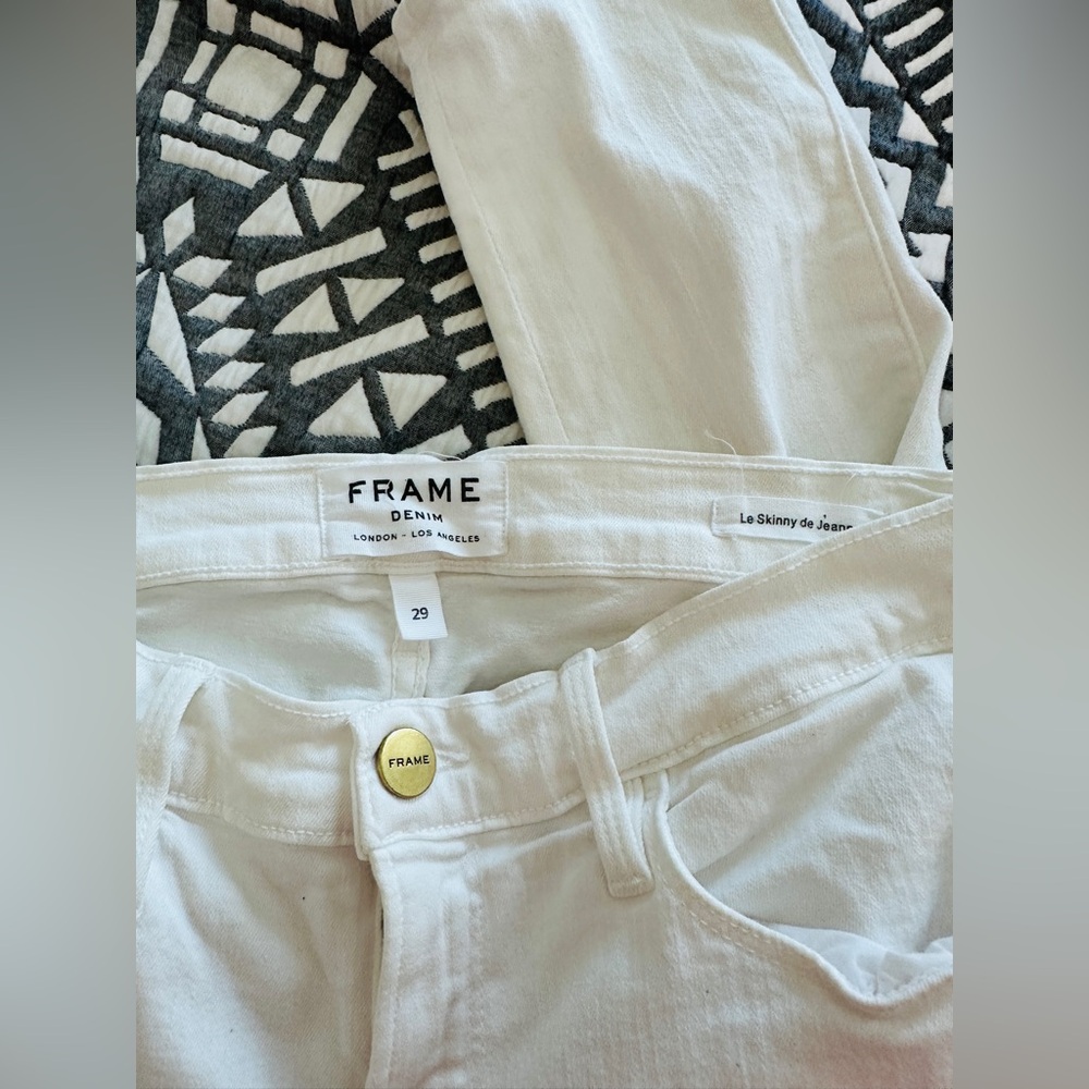 FRAME Le Skinny De Jeanne Distressed Front White Skinny Jean Size 29 - Picture 6 of 8